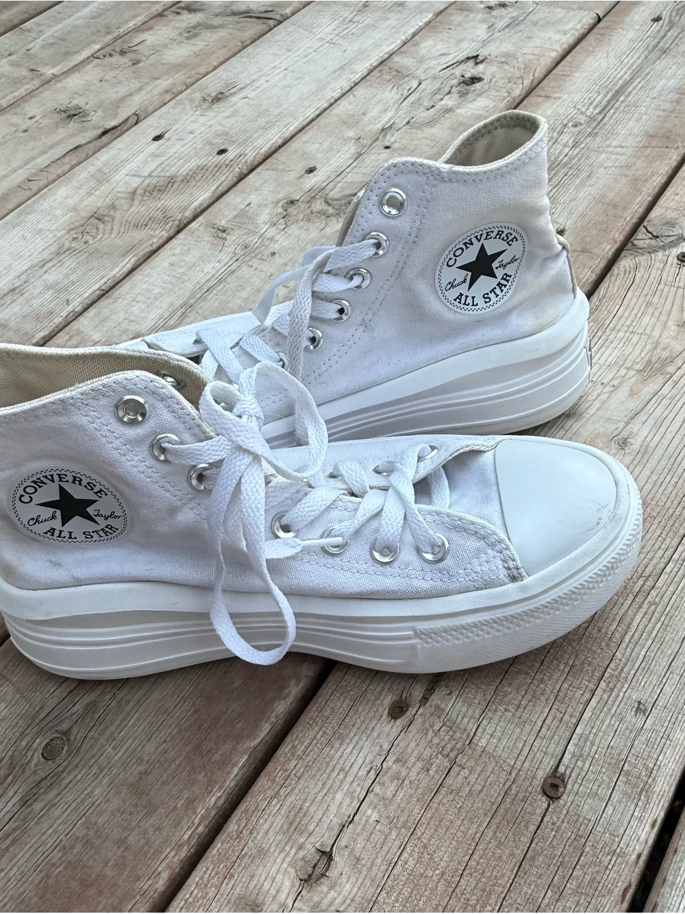 Converse All Star Platform High-Top Sneakers in White Size 8